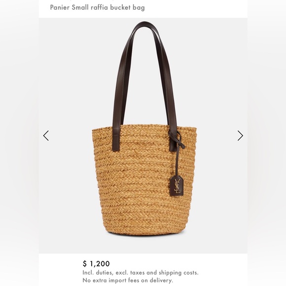 Yves Saint Laurent Panier Small Natural Straw Tote- Authentic - Picture 6 of 9